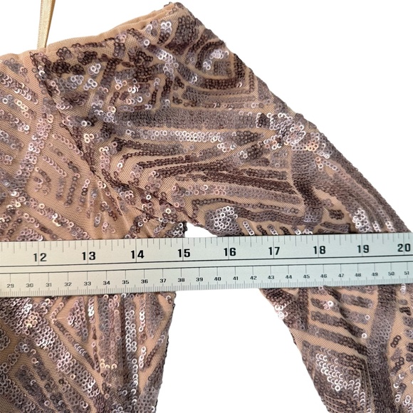 BCBGMAXAZRIA Sequin Off-Shoulder Ruched Dress – Small – Rose Gold - Picture 9 of 14